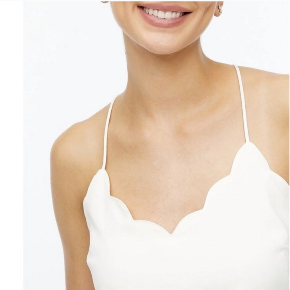J. Crew Scalloped Spaghetti Top Size 8 - Picture 2 of 10